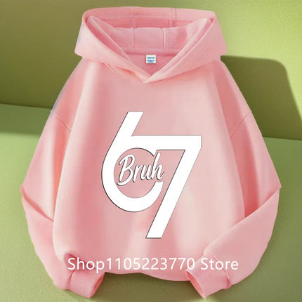 Spring And Autumn Single Casual Fashion Christmas #67 Boys Black Hoodie, Six Seven, Hand Support 67 Cartoon Print Pattern