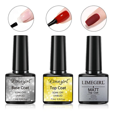 LIMEGIRL Multifunctional Nail Top Coat And Base Coat for Nails UV Gel Polish Soak Off Varnishes Kit No-acid Primer Manicure Set