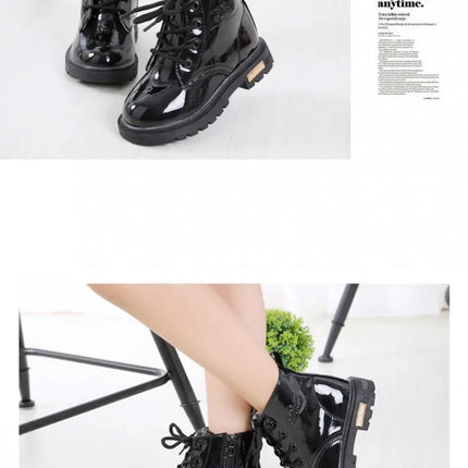 Children Ankle Shoes PU Leather Waterproof Tide Kids Rubber Boots Girls Boys Fashion Boots Anti-Slippery Spring Autumn 2024