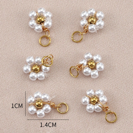 20pcs Stainless Steel Flower Imitation Pearl Beads Charms Pendants for Jewelry Making DIY Handmade Necklace Bracelet Accessories