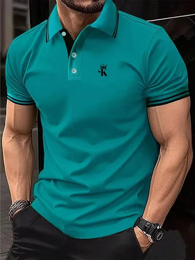 Men's Polo shirt, golf shirt, outdoor casual Polo shirt, classic short-sleeved collar, basic front button, suitable for summer r