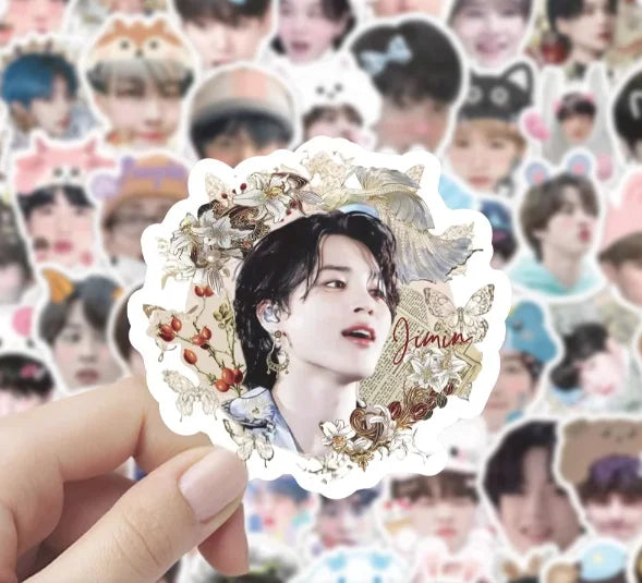 100pcs Kpop Korean Idol Cute Big Head Stickers Waterproof DIY Planner Stickers Cute Cartoon Idol Sticker Fans Collection Gift