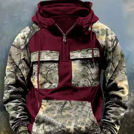 2025 New Men's Camouflage Tactical Workwear Casual Zipup  Pullover Autumn and Winter Outdoor Sports Men's Military Hooded Jacket