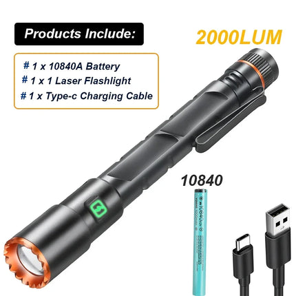 Mini Portable LED Flashlight Built-in Battery Torch With Pen Clip Tail Magnet USB Rechargeable Outdoor Camping Fishing Lantern