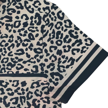 Men's Summer Leopard Print Short Sleeved T-Shirt Hawaiian Shirt Beach Vacation Casual Shirt Fashionable and Versatile Person