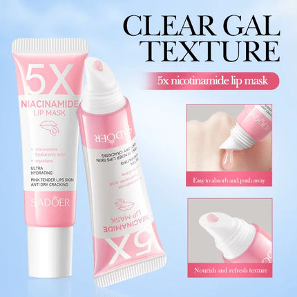 SADOER 5x Niacinamide Lip Care Tint Moisturizing Lip Balm & Anti-Chap Lip Mask Ceramide Lip Balm Vitamin C Lipstick Cute Makeup