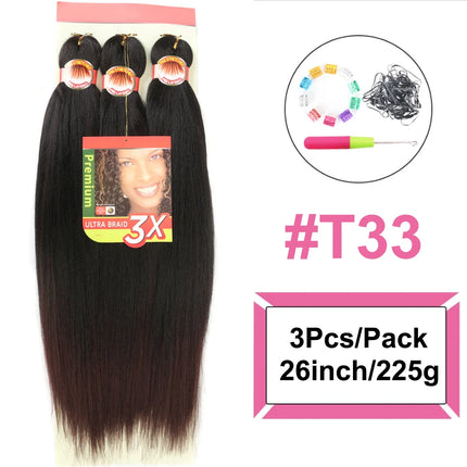 Braiding Hair Pre Stretched 3X Braid 26 Inch Ombre Braiding Hair Blonde Synthetic Fake Hair Extensions for Crochet Twist Women