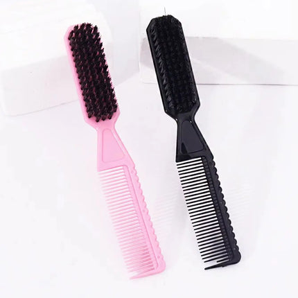 Professional hair comb brush set, dual head design, combing hair smoothly, edge brush cleaning, special for real hair wigs
