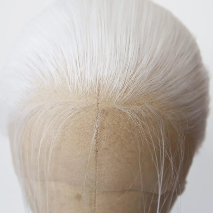 Long Straight Lace Front Wigs Platinum White Natural Heat Resistant Synthetic Hair Half Hand Tied Wigs for Cosplay Daily Wear