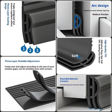 2/4M Self Adhesive Window Door Seal Strip Windproof Soundproof Dustproof for Sliding Glass Doors Windows Insulation Easy Install