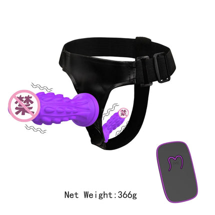 10-Frequency Vibrating Strap On Dildo Harness Silicone Remote Control Vibrator Sex Toy for Women Lesbian Couples Hands-Free Play