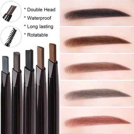 1PC Double Ended Eyebrow Pencil Rotatable Triangle Eye Brow Pen Waterproof Waterproof Beauty Makeup Tool With Brush Makeup Tool