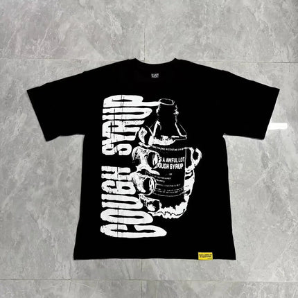 That's A Awful Lot of Cough Syrup Short Sleeve American Street Pop Hip-hop Cartoon Pattern Print Tops COUGH SYRUP T-shirt