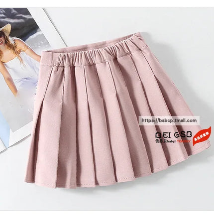 1pcs Spring Summer Girls Pleated Skirt Students Elastic A-line Skirt Kids College Style jk Skirts Childrens Fashion Short Skirts