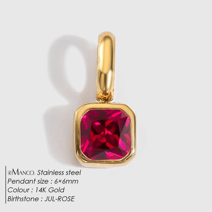 eManco 14K Gold Plated Octagon Metal Charms Stainless Steel Birthstone Pendant  for DIY Necklace Bracelet Jewelry