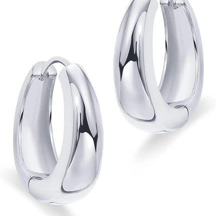 14K Gold Plated Sterling Silver Post Small Chunky Hoops Earrings | Thick Lightweight Gold Hoop Earrings for Women Retro style