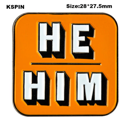 Pronouns Enamel Pins THEY THEM  SHE HER HE HIM Lapel Pins Badges Brooches