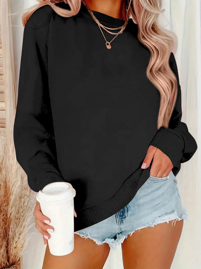 Women's Chic Black Oversized Sweatshirt Loose Streetwear Pullover