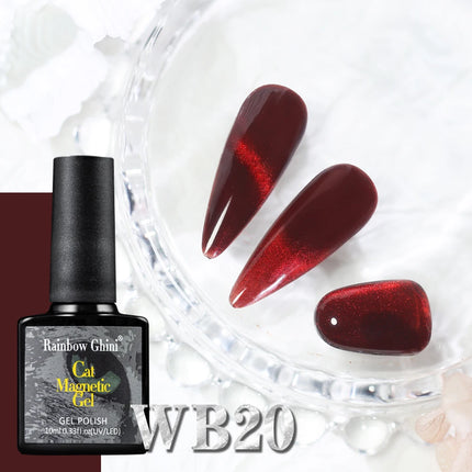 Rainbow Ghini 10ml Ruby Red Color Cat Eye Gel Polish Crimson Burgundy Color Glitter Effect Gel For Autumn/Winter Polish Nail Art
