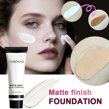 White toning liquid foundation water-resistant,Matte Natural Finish,Lightweight Non-Sticky Foundation Concealer,Halloween makeup