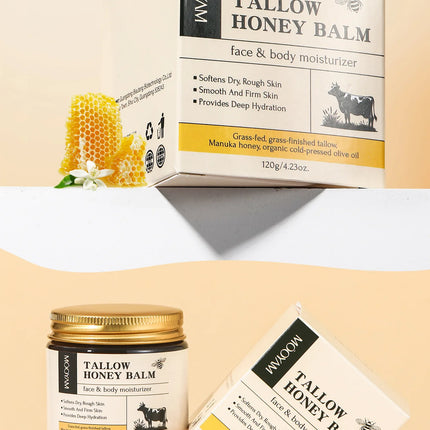 120g Beef Tallow Paste Deeply Moisturizer Brightening Wrinkle Remover Grass Fed Tallow Wild Honey Face Body Cream Skin Car
