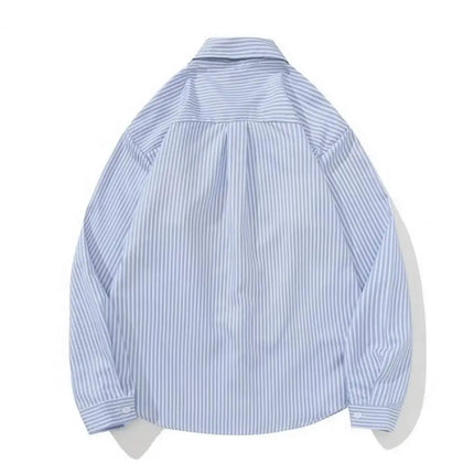 Men Fall Shirt Weaving Striped Print Individual Long Sleeve Cardigan Single-breasted Loose Cardigan Braided Men Spring Top