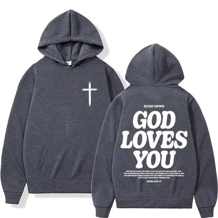 God Loves You Hooded Men's/Women's Autumn/Winter Retro Streetwear Y2K Harajuku Casual Outdoor Fitness Hiking Pullover Hooded