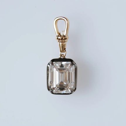 LETMEXC Moissanite Lab Grown Emerald Sapphire Ruby Gemstone Custom Pendant 10K Rose Gold Black Edge Classic Fashion Pendant
