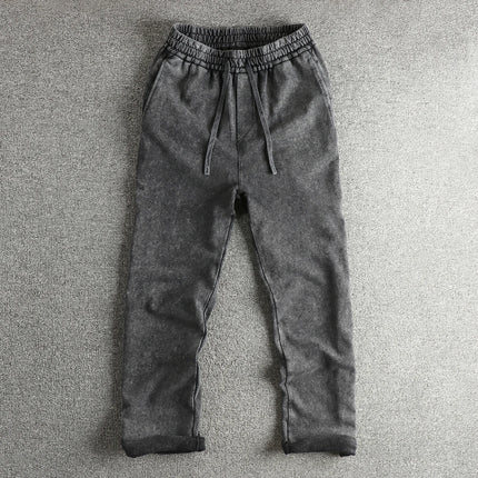 360G Heavyweight Washed Old American Retro High Street Sweatpants Men's 100% Cotton Loose Straight Sports Youth Casual Pants