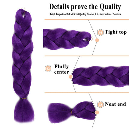 Rumi Purple Braids Cosplay Hair Extensions 26Inch Synthetic Braiding Hair Easy Clip in Ponytail for Cosplay Halloween Costume