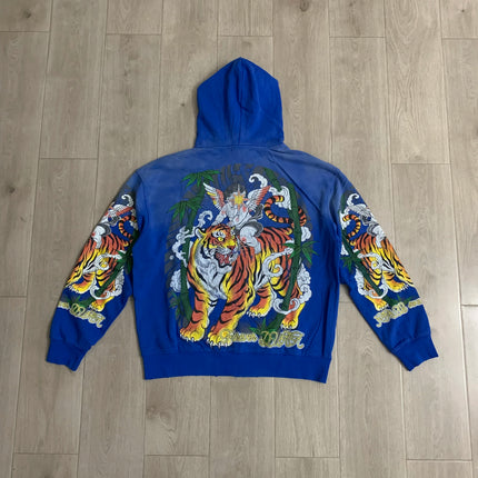 Streetwear Shinning Diamond Zipper Terry Hooded Hoodie for Men Oversized Contrast Color Cardigan Rhinestone Sweatshirt Jacket