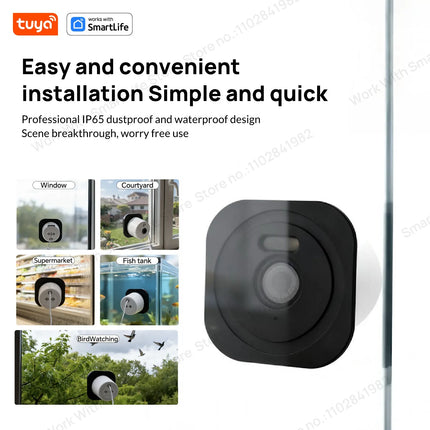 3MP 2K Tuya Window Camera,2.4GHz & 5GHz WiFi Indoor Cameras for Home Security W/Color Night Vision,Person Motion Detection,Easy