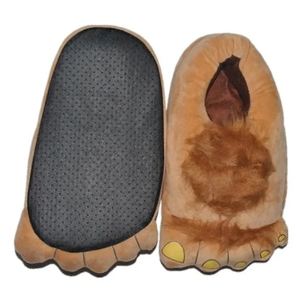 Newly Furry Warm Slippers Big Hairy Unisex Savage Hobbit Feet Plush Home Slippers Halloween Shoes