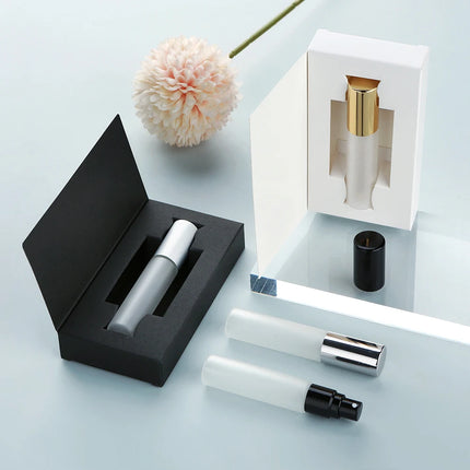 50Pcs 5/10/15ml Perfume Bottle Aluminum Sprayer Fine Mist Frosted Glass Perfume Sprayers, Multi-Sizes, Eco-Reusable, w/Boxes