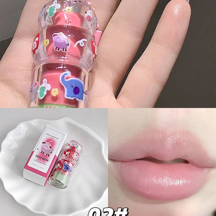 Gege Bear Fruit-Flavored Lip Balm Hydrating Cute Keychain Pendant Lipstick Long Lasting Moisturizing Reduce Lip Lines&Lip Base