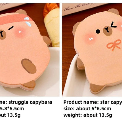 5Pcs/Lot Cute Capybara Sticky Note 60Sheets/Book Kawaii Goose Fish Capybara Shaped Memo Pad Student Message Writing Pads School