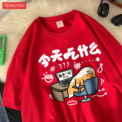 Funny Comic Cat Cotton Women's T-Shirts Cartoons Prints T-Shirts Soft O-Neck Oversize Short Sleeve Tops Summer Women's Clothes