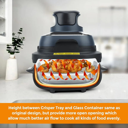 Air Fryer Crisper Tray For Crispi FN100 AS101 Stainless Steel BBQ Rack With Edge-Free Design Fits 2.5L And 6L Glass Pots