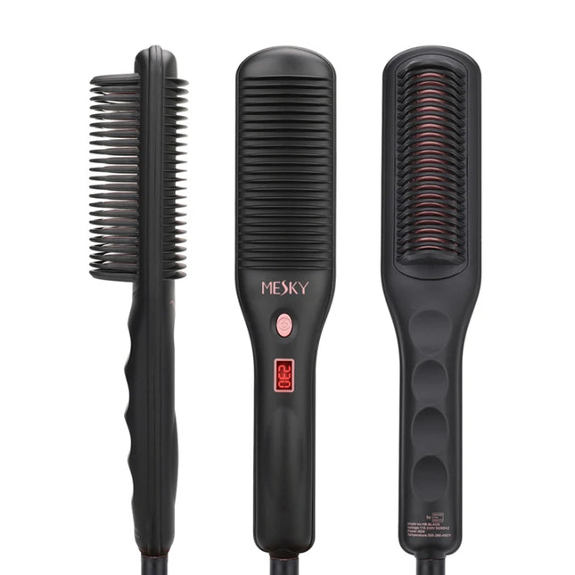 Corded Electric Comb Negative Ion Technology 180-230℃ 1H Auto Shut Off Anti-Frizz Design Hair Straightener Brush for Women