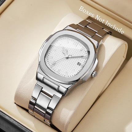 Fashion Square Men Calendar Quartz Watch Luxury Business Watches Mens Clock Reloj Hombre（Without Box）