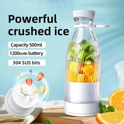 2026New 500ml Rechargeable Portable Juicer, Ice Cream Electric Juicer, Mini Glass Juice Bottle With Stainless Steel Blade