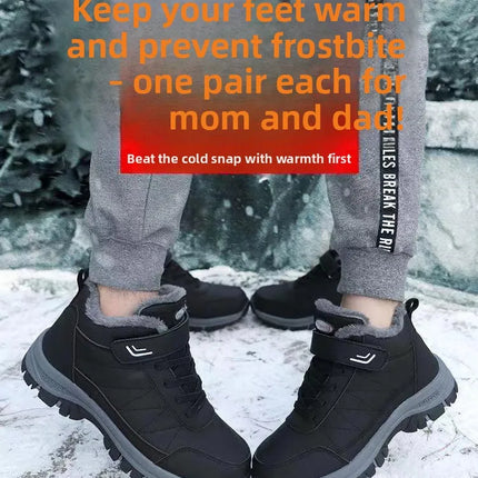 Men's Winter Thick Bottom Snow Boots Warm Fleece Lined Casual Sports Shoes Outdoor Anti-slip Cotton Shoes round Toe Flat Heel