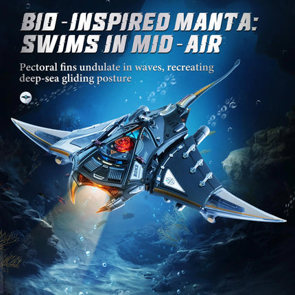 Rokr Manta Ray Mechanical 3D Puzzle Kit Cyberpunk Style Model Challenging DIY Project Unique Desktop Decor Gift for Adults