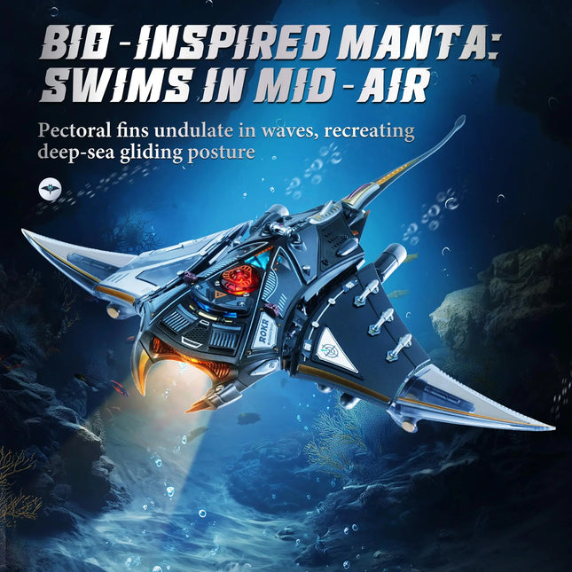 Rokr Manta Ray Mechanical 3D Puzzle Kit Cyberpunk Style Model Challenging DIY Project Unique Desktop Decor Gift for Adults