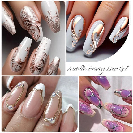 5ml Super Bright Silver Metallic Painting Liner Gel Nail Polish Drawing Stripe Graffiti Mirror Pull Line UV Gel Varnish