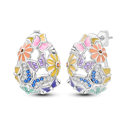 925 Sterling Silver Purple Series Feather Butterfly Dream Catcher Firefly Zircon Earrings for Women Luxury Jewelry Wedding Gift
