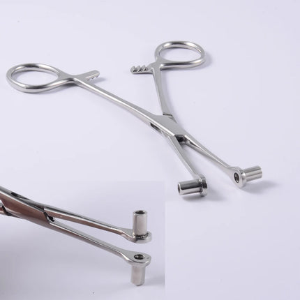 1PC Surgical Steel Professional Belly Ear Tongue Septum Lip Piercing Forceps Tweezer Clamp Self-Locking Piercing Needle Tool