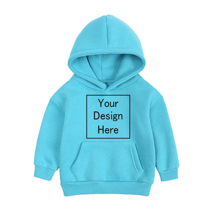 Kids Boy Girl Hoodies Custom Fleece Sweatshirts Toddler Solid Pullover Top Add Text Logo Image Print Cotton Long Sleeve Clothes