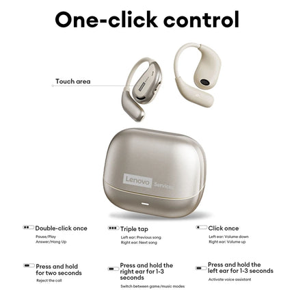 Choice Lenovo AC102 Open Ear Wireless Earphones 360° Surround Sound Bluetooth 6.0 Headphones Battery Life Lightweight for Sports