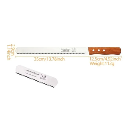 10/14 Inch Stainless Steel Serrated Bread Knife, Fine-Tooth Long Cake Cutter for Baguette Loaf Slicing Kitchen Baking Tools
